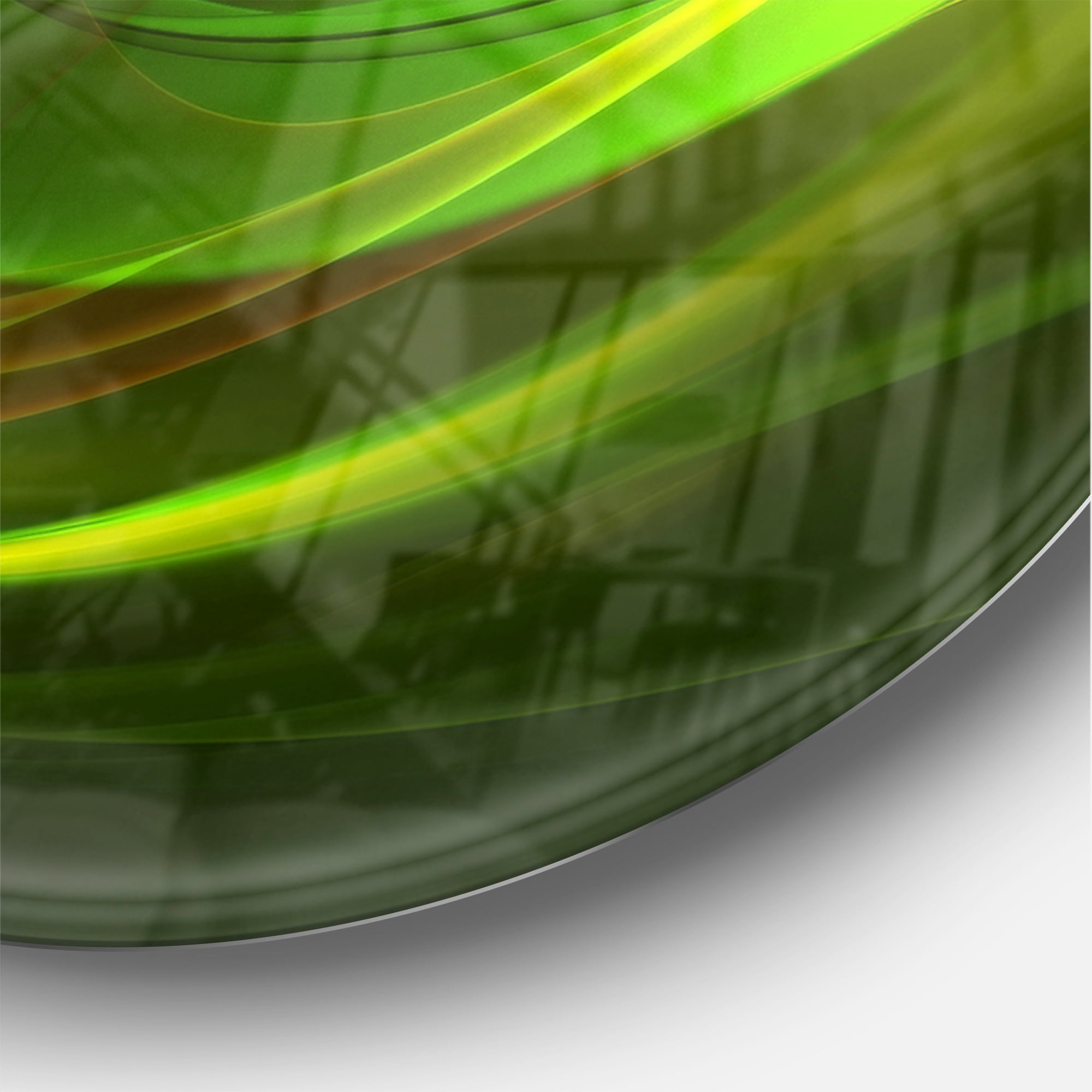 Designart 'Abstract Green Yellow in Black ' Modern wall clock
