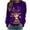 Purple, variant on Tetras Womens Tops Clearance,Women Fashion Casual Print Round Neck Loose Long Sleeve T-Shirt,Sweatshirts Blouse