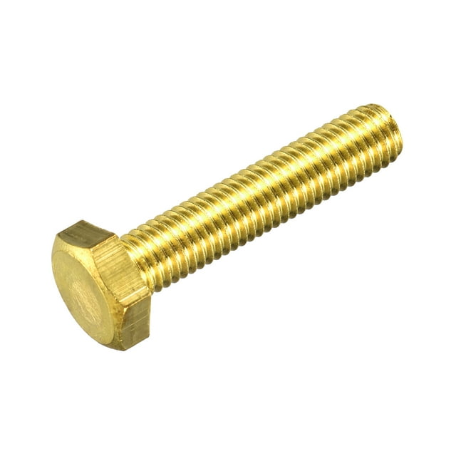 Unique Bargains Brass Hex Bolts, M10x50mm 1 Pack Fully Thread Grade 4.8 Machine Screws