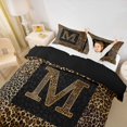thumbnail image 3 of Catabedysis Personalized Letter Gifts Bedding,Fashion Leopard Alphabet M Duvet Cover Full For Girls,Black Reversible,3pcs,1 Duvet Cover and 2 Pillowcases, 3 of 6
