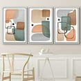 thumbnail image 3 of IDEA4WALL Framed Wall Art Print Set Retro 1960s Pastel Polygon Collage Abstract Shapes Illustrations Modern Decorative Multicolor Boho for Living Room, Bedroom, Office - 24"x36"x3 White, 3 of 5