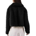 thumbnail image 3 of Women's Cropped Faux Fur Jacket Fleece Lined Shaggy Coat with Lapel Collar and Full Zip Plush Winter Short Outerwear for Fall Winter Fashion, 3 of 7