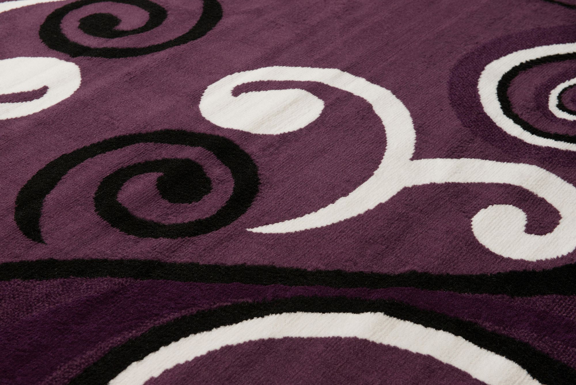 Designer Home Soft Transitional Indoor Modern Area Rug Curvy Swirls  - Actual Size: 1' 11" x  3' 3" Rectangle (Plum) - image 3 of 5