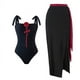 thumbnail image 1 of Trajes de baño Amzcrzy Tankini para mujer traje de baño de traje de baño estampado diario para mujer traje de baño conservador de cuerpo unido falda de playa estampada conjunto de dos piezas negro XL, 1 of 8