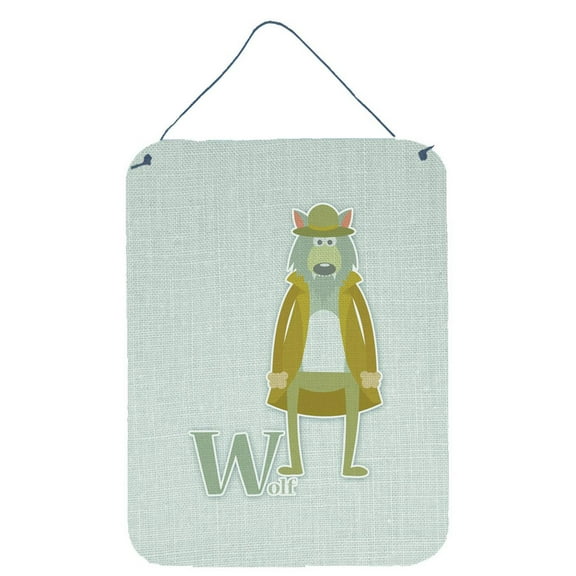 Carolines Treasures BB5748DS1216 Alphabet W for Wolf Wall or Door Hanging Prints 12WX16H multicolor