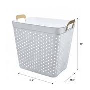 Mainstays 2 Bushel Flexible Rectangular Laundry Basket Decorative Tote, White Plastic