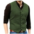 thumbnail image 2 of Timoontee Men's Vintage Suit Vest Casual Comfy Waistcoat Sleeveless V-Neck Jacket Vest Solid Button Down Vest Fall Fashion Vest Green S, 2 of 7