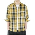 thumbnail image 2 of LEBONYARD Plus Size Mens Shirts,Men Casual Printing Pocket Long Sleeve Turndown Collar Blouse Shirt Yellow XL, 2 of 6