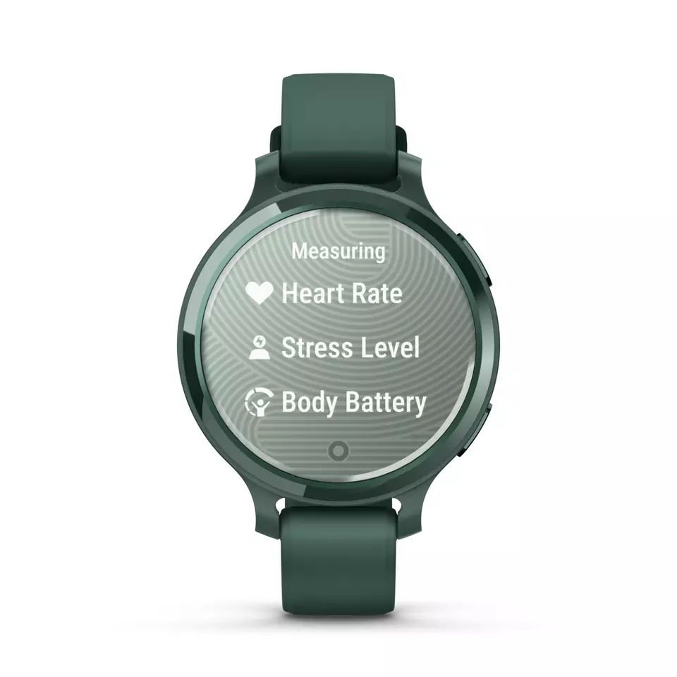 Garmin Lily 2 Active 38 mm Women Stylish GPS Smartwatch Jasper Green w Black EarBuds