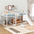 thumbnail image 2 of Full and Twin Size L-Shaped Bunk Bed with Slide and Short Ladder, Loft Bed with Guardrail, White, 2 of 8
