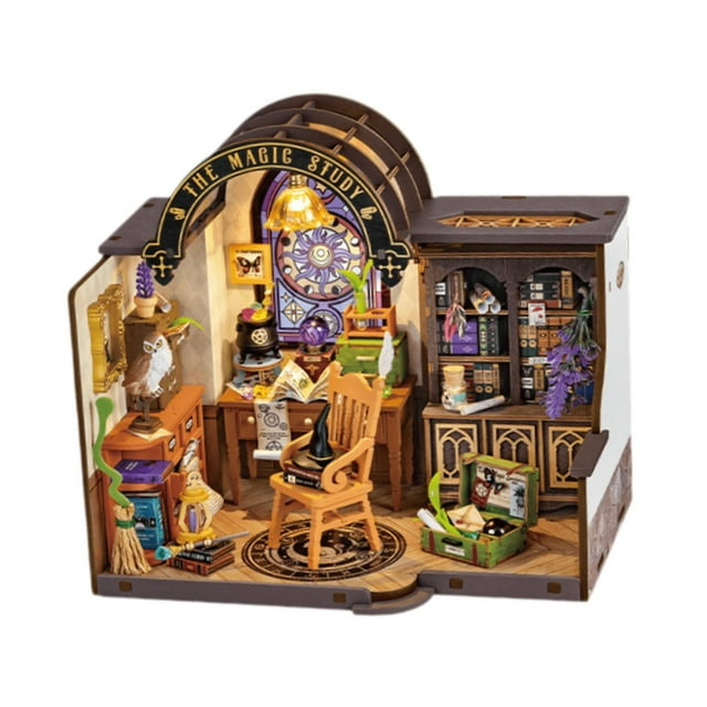 TISHITA DIY Miniature Dollhouse Kits Dollhouse Kit with LED Crafts with Accessories Mini Book House