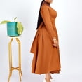 thumbnail image 3 of AURA Plus Size High Neck Beaded Swing Midi Dress Elegant Long Sleeve High Waist African Style, 3 of 10