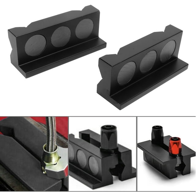Acouto Vise Jaws Pads With 2pcs Aluminium Alloy Vise Jaw Block Clamp Insert Protection Pad Reversible Pad