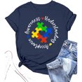 thumbnail image 1 of JAKANYQ T-Shirts pour Femmes T-Shirt d'Été Décontracté Col Rond Imprimé Lettre Tendance, 1 of 3