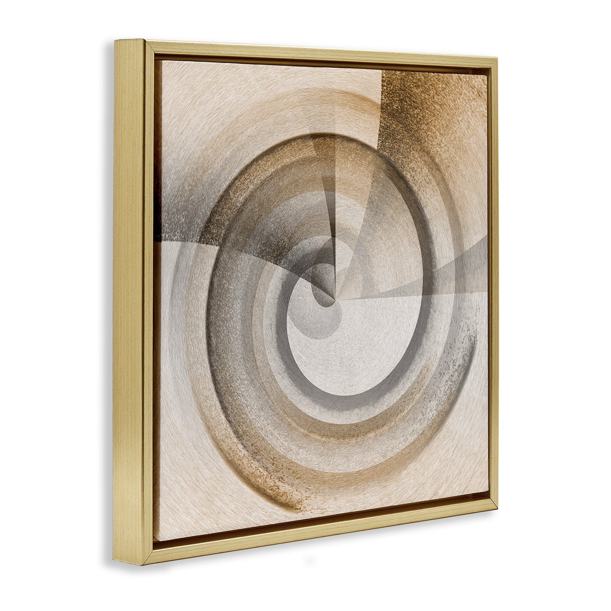 Stupell Industries Spinning Centric Circle Abstract Painting Gold Floater Framed Canvas Art Print Wall Art, 25 x 25