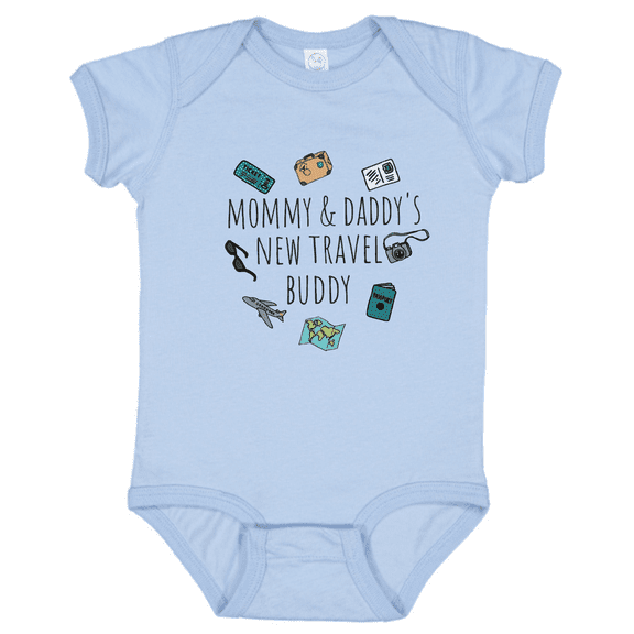 Baby Onesie Hub Mommy & Daddy’s New Travel Buddy Baby Bodysuit, Cute Baby Gift