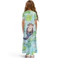 thumbnail image 2 of Uourmeti Girl's Dress Cute Otter Print Crew Neck Short Sleeve Maxi Long Dress with Pockets Cute Flowy Holiday Outfits, Size 13-14 Years, 2 of 7