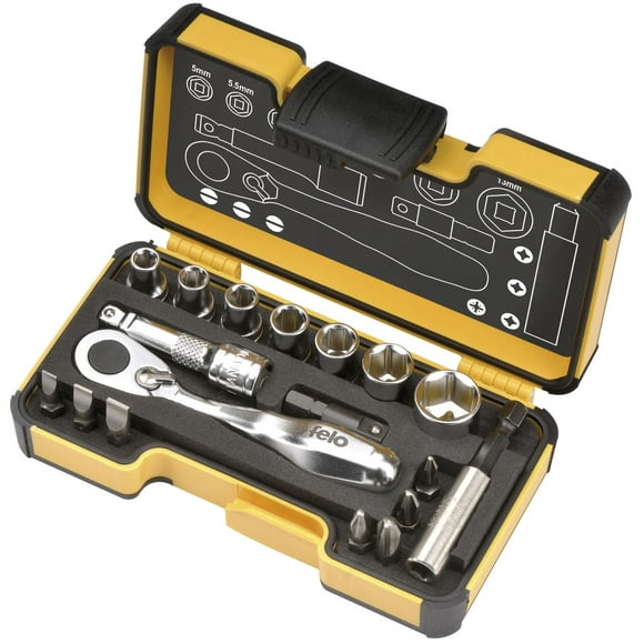 Felo 18 Pieces Imperial Pocket Size Ratchet Tool Set