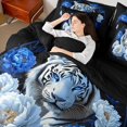 thumbnail image 4 of Feelyou Jungle White Tiger Twin Bedding Sets 7-Piece, Blue Rose Flower Bedding Comforter Set, Couple Lover Men Women Reversible Sheet Sets, Microfiber Bedroom Decor, 4 of 8