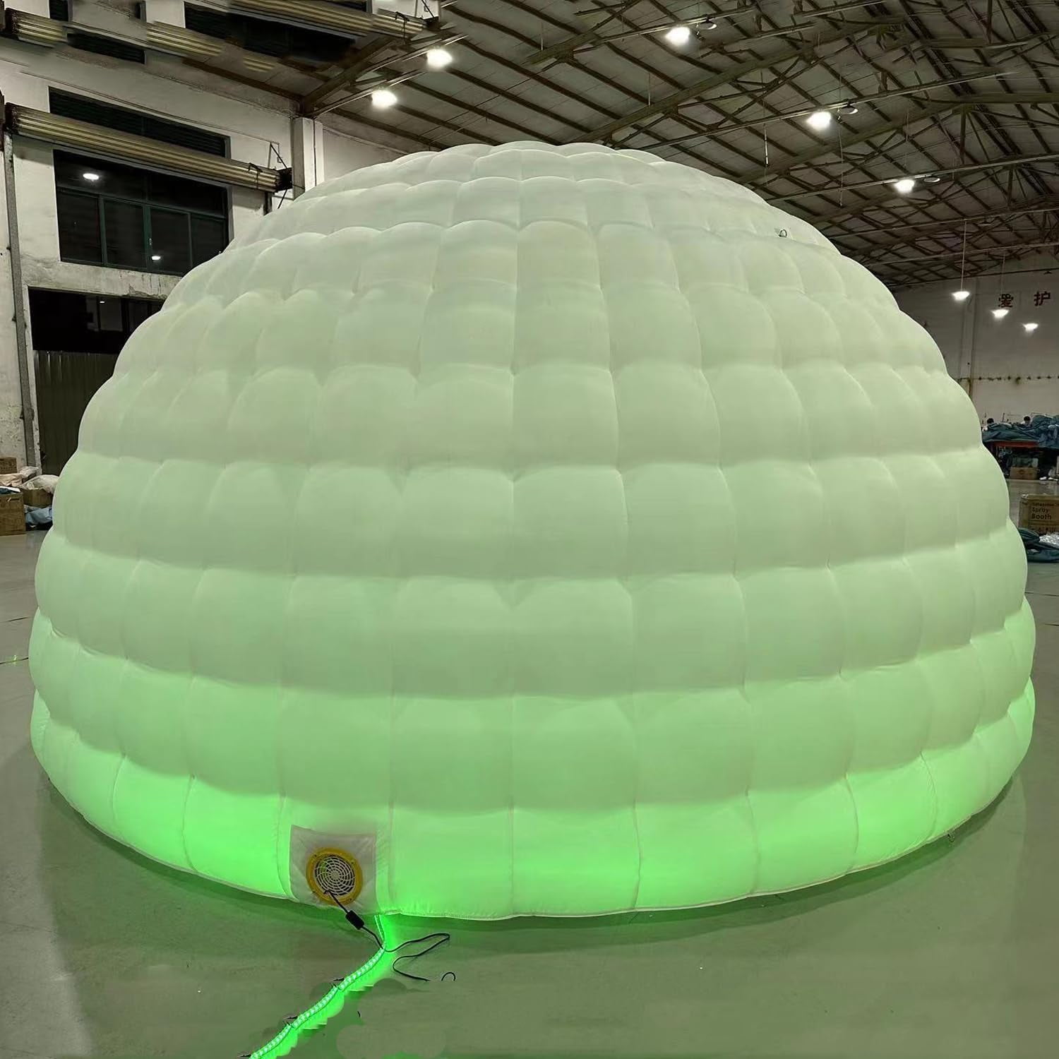 Striking Inflatable Igloo Dome Tent with Led Strips & Big Opening Outdoor Portable Nightclub Disco Igloo Party Wedding House White Oxford Air Marquee for Events (16.4Ft 5m D)