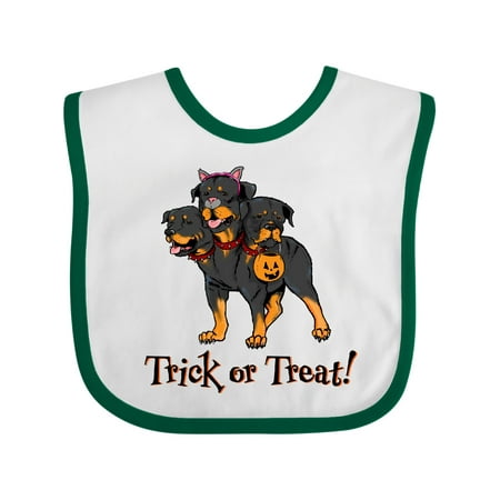 

Inktastic Trick or Treat Cerberus Rottweiler Gift Baby Boy or Baby Girl Bib