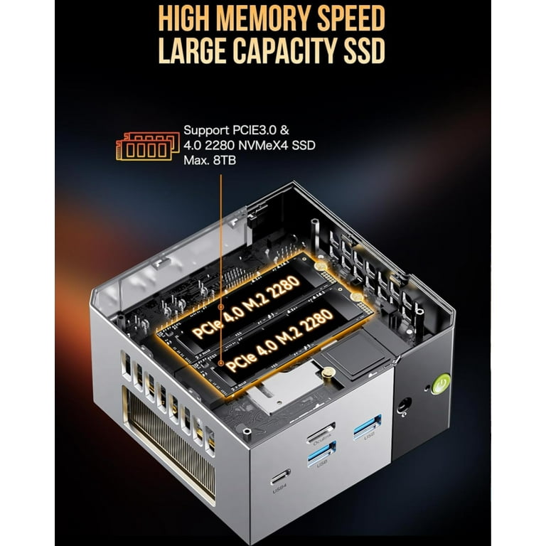 GMKtec, Mini Gaming PC, AMD Ryzen AI 9 HX-370, 32GB RAM, 2TB SSD