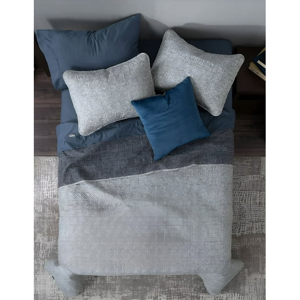 Edredón Xtellar Ligero Doble Vista Real Textil + 2 Fundas de Almohada, Juego de Colcha Matrimonial, Color Giza
