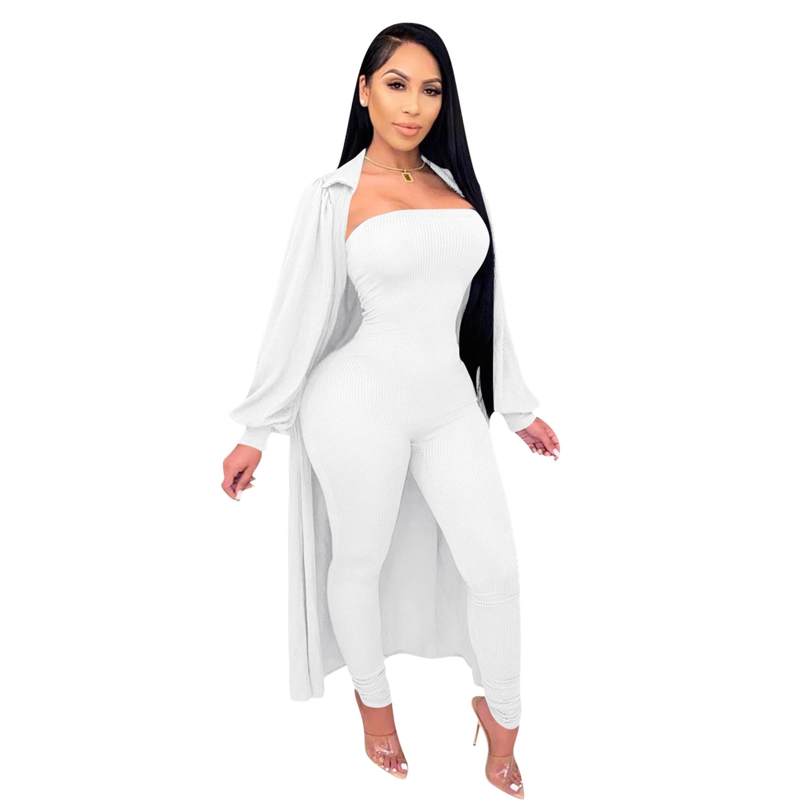 white two piece jumpsuit set