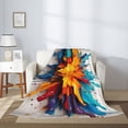 thumbnail image 2 of Throw Blanket for Couch Sofa and Bed, Colorful Paint Print Super Soft Plush Throw Blanket, Fuzzy Cuteness Comfy Warm Washable Flannel Blanket & Throws for All Season 80"x60", 2 of 5