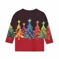 thumbnail image 4 of YUNAFFT Girls Christmas Print Casual 3/4 Sleeve Round-Neck Blouses & Shirts Cotton-Like Comfort Fit Elastic 4-14Y, 4 of 7