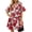 Red, variant on Short Sleeve Women Floral Print Loose Fit Lapel V-neck Casual Mini Dress