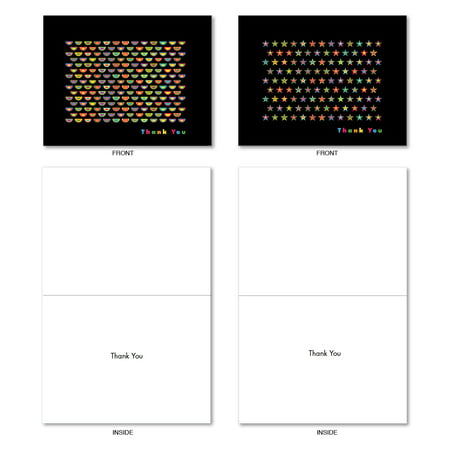 'M6561TYG M6561TYG Seeing Spots' 10 Assorted Thank You Cards Featuring Candy Colored Small Geometric Patterns that Pop Out of a Black Background with Envelopes by The Best Card