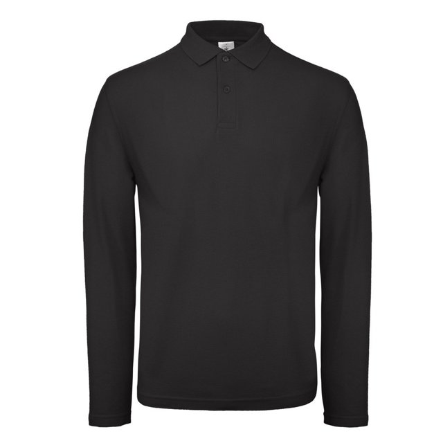 B&C - Polo de manga larga ID.001 para hombre (Negro Jet)