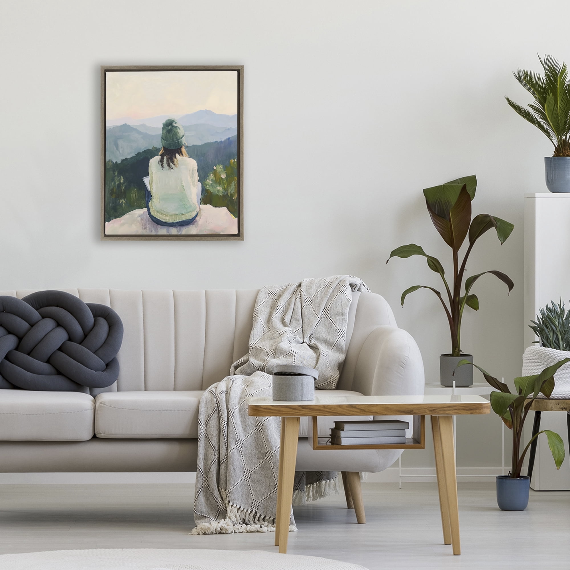 Stupell Industries Mindful Solitude Meditation View Brown Framed Floater Canvas Wall Art, design by The Prints Vibe