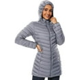 thumbnail image 6 of Women Puffer Jacket Hooded Warm Lightweight Packable Quilted Puffer Coat Outwear (Grey, Large), 6 of 8