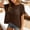 Brown, variant on Women’s Hollow Out Knit Top, Casual Short Sleeve Mesh T Shirt, Breathable Summer Beach Cover Up Tee For Daily Wear Green XL