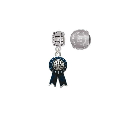Silvertone Best in Show Blue Ribbon 13.1 Half Marathon Run She Believed She Could Charm Beads (Set of