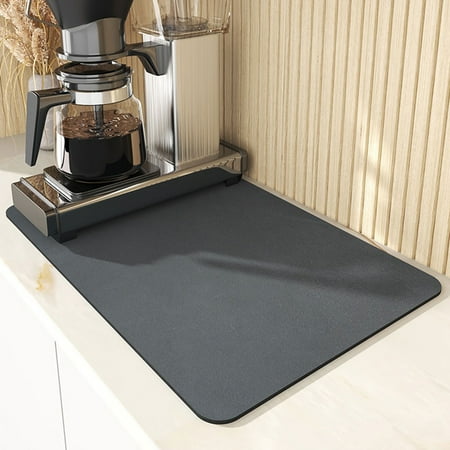 

Xinlie Coffee Mat 20x24inch Hide Stain Backed Absorbent Coffee Maker Mat for Countertops Black