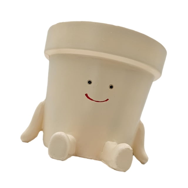 Organizador de decoración de macetas con forma de maceta, figura de resina con cara sonriente Estilo B