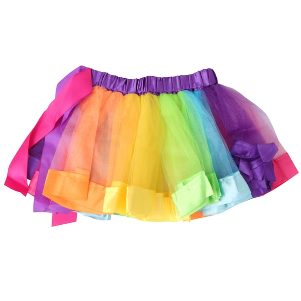 EeaseMX Vestido de ballet con tutú y lazo de arcoíris en capas para niñas pequeñas - Talla M