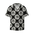 thumbnail image 2 of Lsque White Sunflowers print Men's Cuban Collar Short Sleeve Shirt Summer Beachwear Casual Button Down Fashionable Vacation Leisure Shirt-Medium, 2 of 7