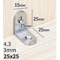thumbnail image 2 of 20 Piezas 25x25 mm Soporte de Ángulo Recto Soporte de Esquina, Soporte en L de Acero Inoxidable Soporte de Cierre de Junta Resistente para Estantes de Muebles de Madera, Gabinete, Fijación de Cama..., 2 of 5