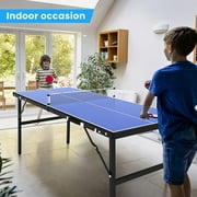 Portable Table Tennis Table, Mid-Size / for Indoor&Outdoor Table Tennis Game, Ping Pong Table with Net