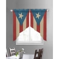 thumbnail image 2 of Puerto Rico Flag Swag Valances for Windows, Red Blue Vintage Rod Pocket Sheer Valances for Small Windows, Swag Toppers Light Filtering for Kitchen Living Room 2 Panels 28''x36'', 2 of 3