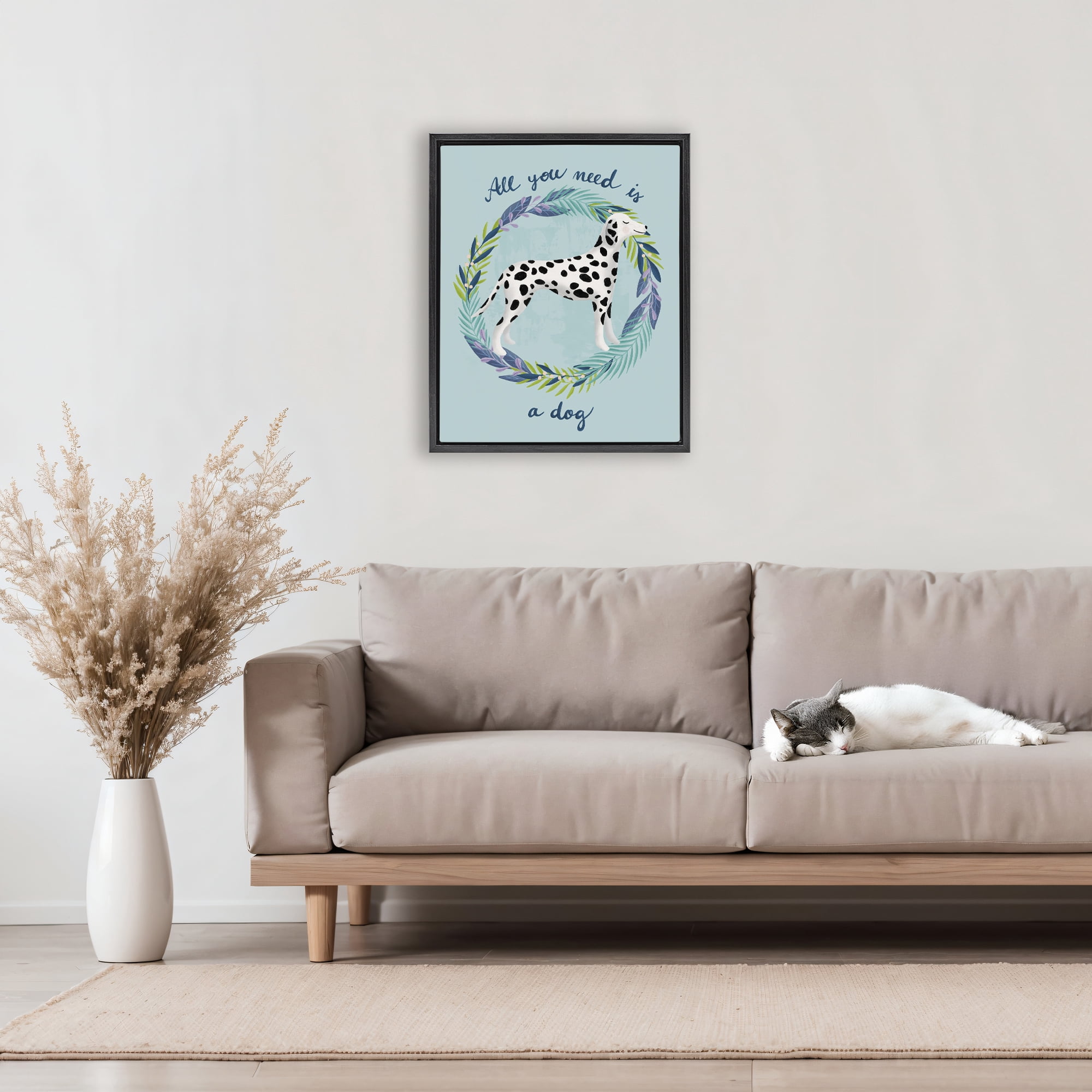 Stupell Industries All You Need Is A Dog Black Framed Floater Canvas Wall Art, design by Metka Hiti