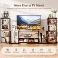 thumbnail image 6 of FEXIA TV Stand for TVs up to 65 Inch Entertainment Center with 2 Bookshelves Rustic Farmhouse Modern TV Console with 2 Fabric Drawers, LED Lights & Power Outlets for Living Room, 6 of 6