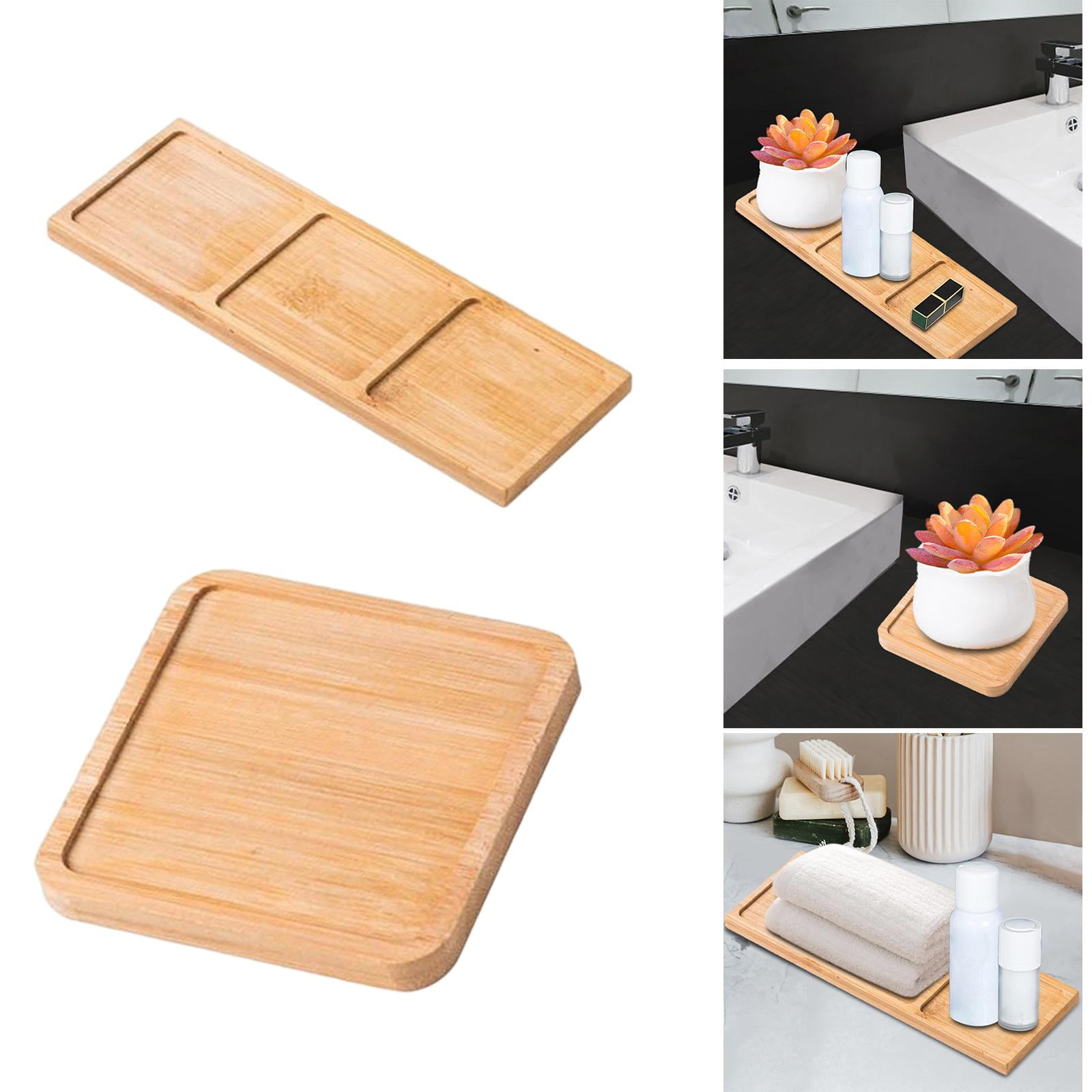 2Pieces Wooden Vanity Tray, Serving Tray, Soap Holder Vanity Plate