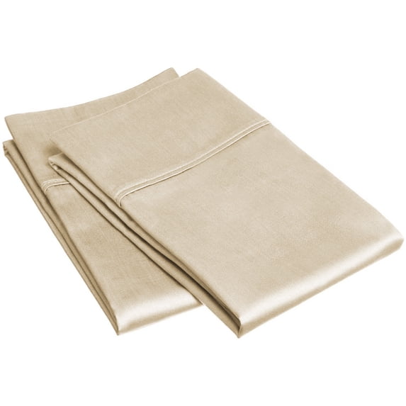 400-Thread Count 100% Egyptian Cotton Elegant Solid Pillowcase Set Ivory / King