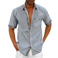 thumbnail image 2 of Men's Plaid Printed Button Short Sleeve Shirts Men's Casual Fashion Short Sleeve Shirts2XL, 2 of 4