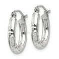 thumbnail image 2 of 10k White Gold Sparkle-Cut 3mm Round Hoop Earrings - 1.0 Grams - Measures 10x14.75mm Wide 3mm Thick, 2 of 3